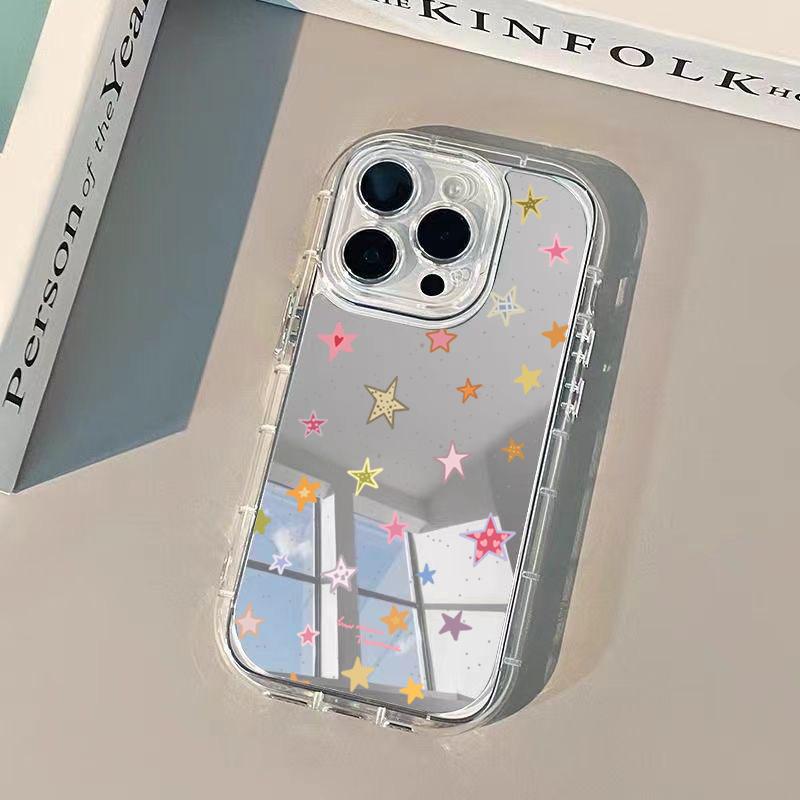 Fashion Colorful Star Pattern Phone Case For iPhone 17 Pro 16 15 14 13 12 11 Pro Max 7 8 Plus XR X XS 16E Luxury Mirror Cover