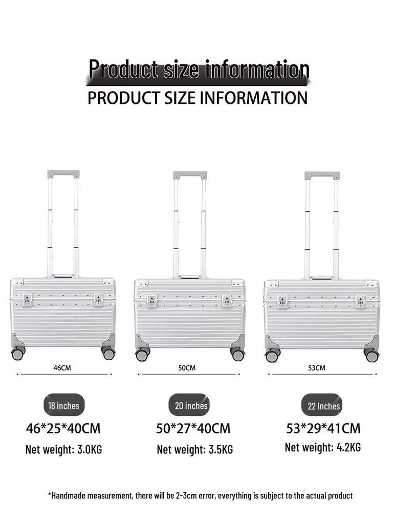 18" Aluminum Frame Top-Opening Suitcase with Universal Wheels for SLR Photography Travel, Flight Attendant, or Business Carry-On.
