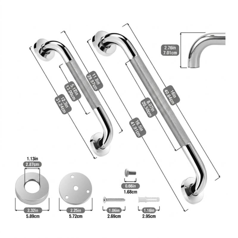 Pack Of 3 Bathroom Safety Grab Assistance Wall Mounted Handicap Handrails Steel For Tub Shower Toilet Support