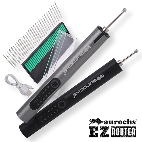 aurochs Rechargeable Mini Router, Plastic Model Tool, 3-Speed, Lighted, Type-C, Compact, Cordless, Electric, for Sanding, Carving, Drilling, Cutting,