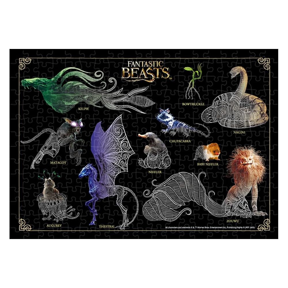 Tenyo Stained Art Jigsaw Puzzle Harry Potter Magical Creatures Collection 266 Pieces with Frame and Stand 18.2x25.7cm