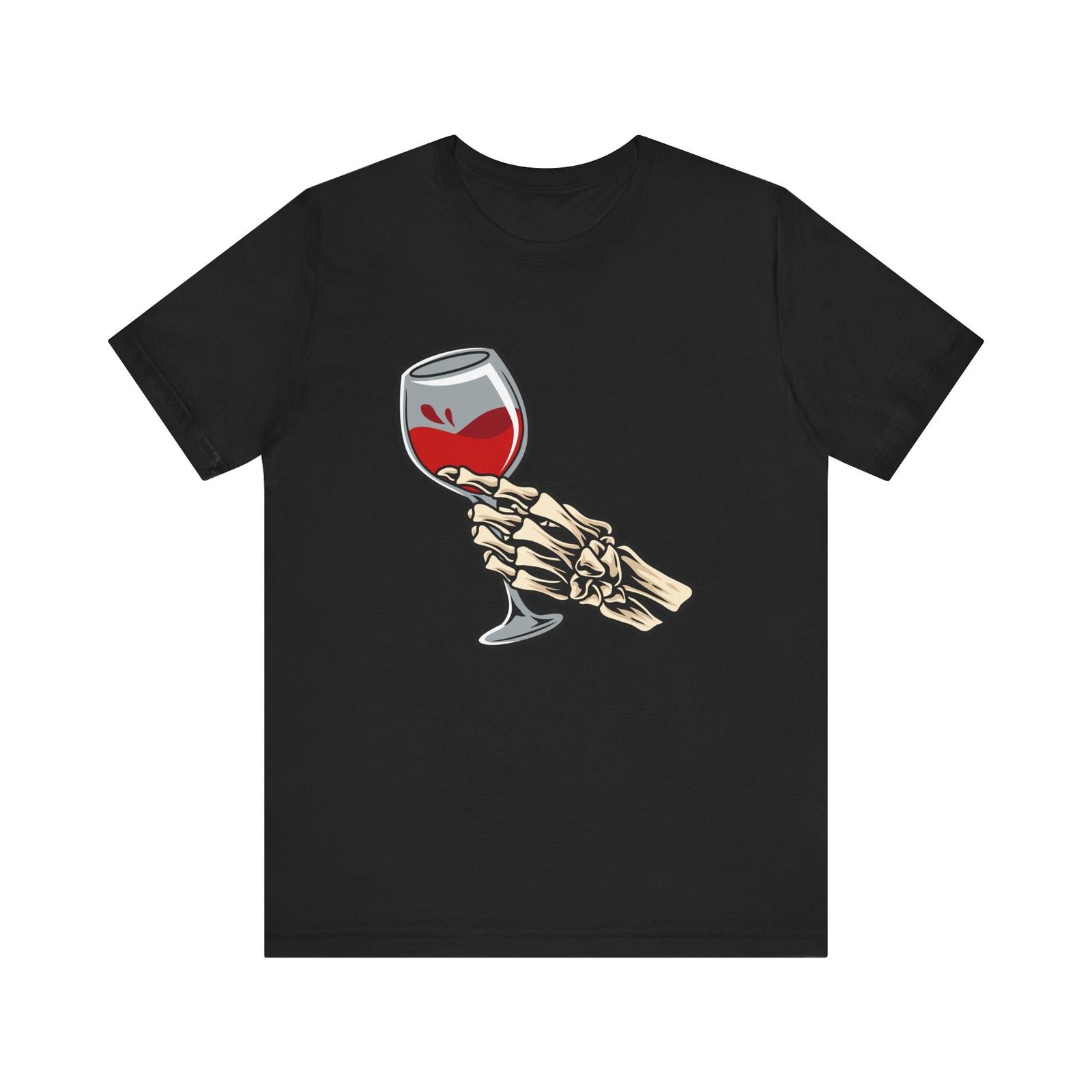 Skeletal Wine Lover Tee, Funny Graphic Tee, Halloween Shirt, Unisex Short Sleeve S разноцветный
