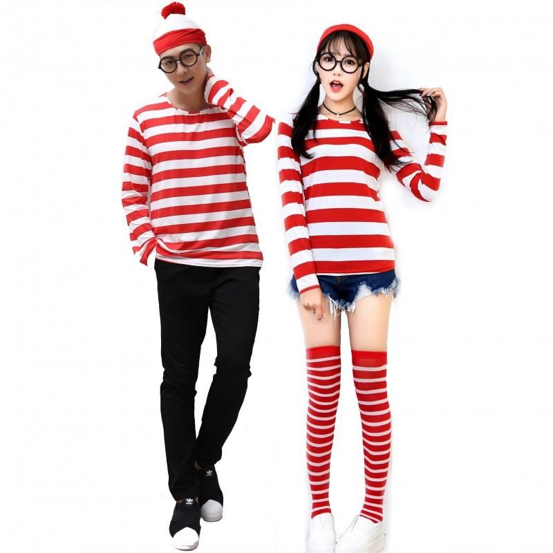 Kostým Where's Wally pro Halloween a Vánoce Unisex Oblečení ze směsi bavlny