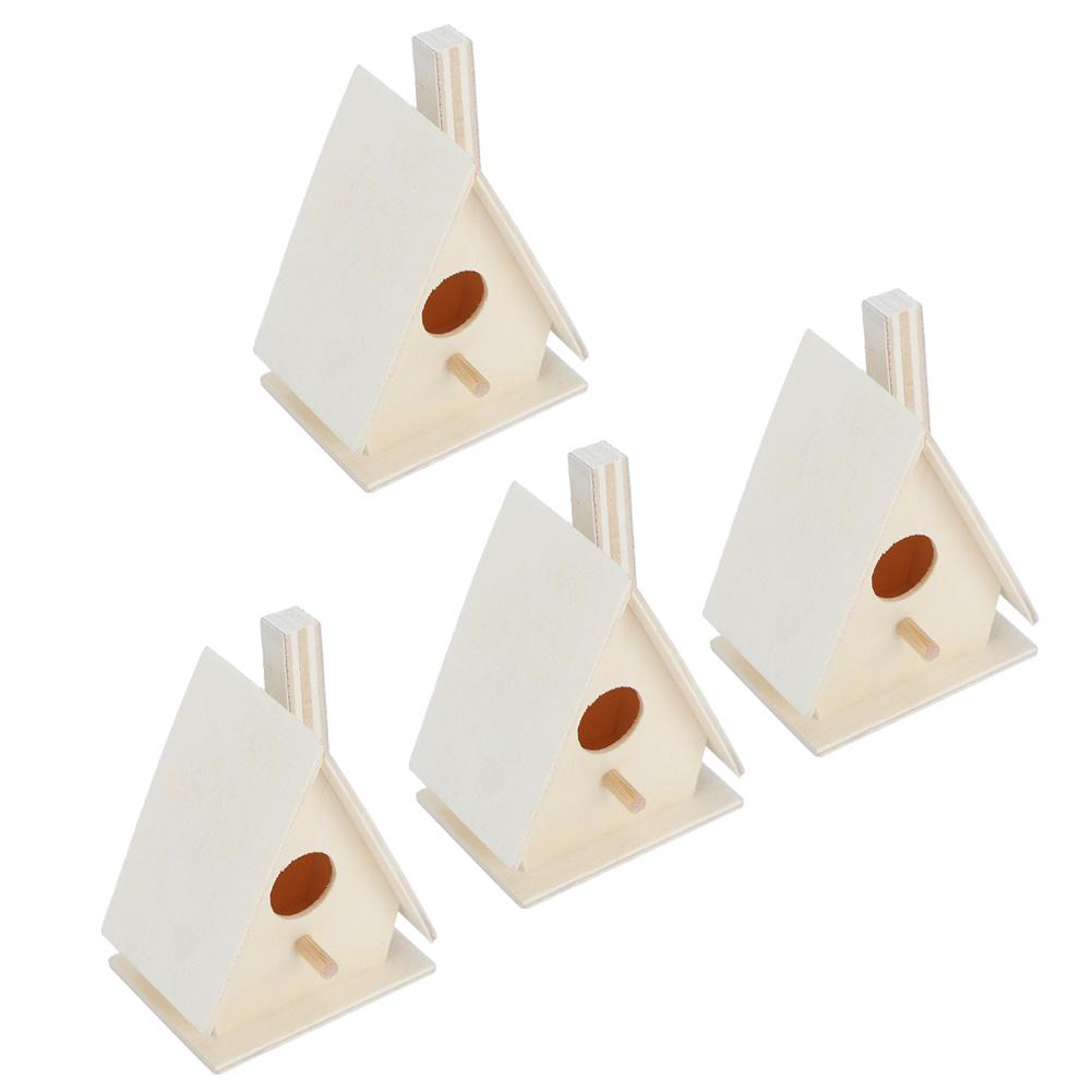 4Pcs Outdoor Hanging Wooden Bird House Nests Nesting Cage Garden Decoration Ornament