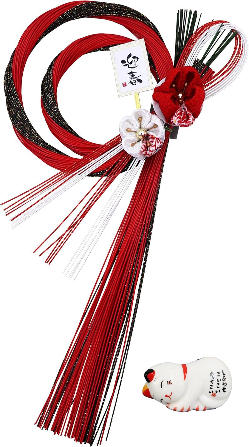 

Osaka Choseido New Decoration for the Modern and Stylish Shimenawa Wreath with Approximately 30cm Includes Bonus Beckoning Cat Chopstick Rest Year s