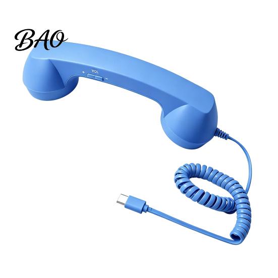 Vintage Style Handset Retro Phone for Mobile Phones, Type-C Wired Handheld Unique Gadget Calls Cell Receiver with Microphone Calls, Meetings,