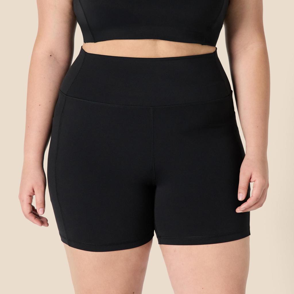 Amazon Essentials Biker and Super Size M Women's High-Waisted Shorts, Moisture-Wicking, Breathable, Cool, Workout, Running, Sports, Soft, Black,