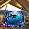 1pc Whale Marine Ocean Outdoor Flannel Blanket , Machine Washable Perfect Gift for Birthday , Holiday Travel Accessory , Durable Material