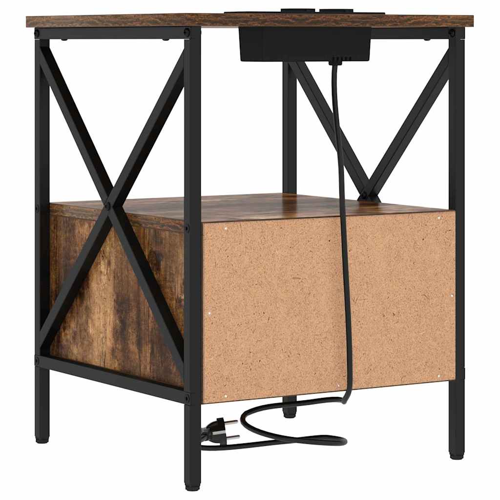 Nightstand Smoked Oak 41.5 x 40.5 x 55 cm Engineered Wood