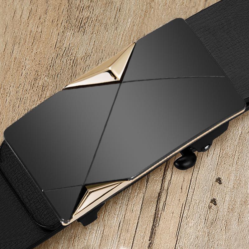 Belt Men'S Genuine Leather Toothless Automatic Buckle Cowhide Belt Casual Youth Business Non-Porous Belt
