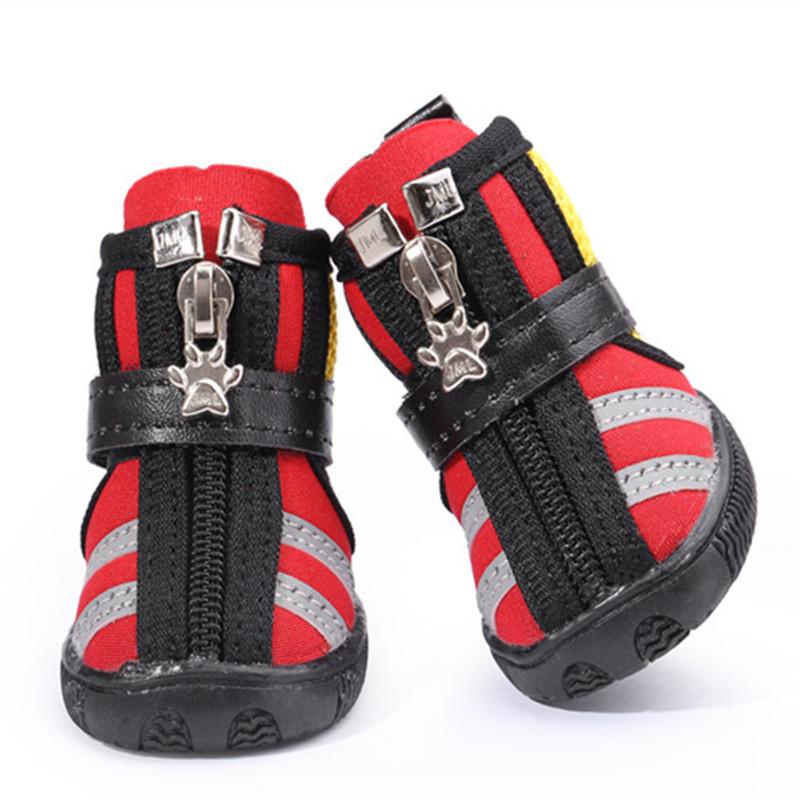 

Дышащая обувь для домашних собак весна лето обувь для маленьких собак с молниями нескользящие ботинки для собак для тедди чихуахуа 3 красный