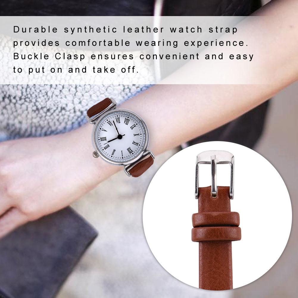Exquisito Pequeño Sencillo Moda Mujer Reloj de Vestir Retro Cuero Mini Reloj de Pulsera (café)