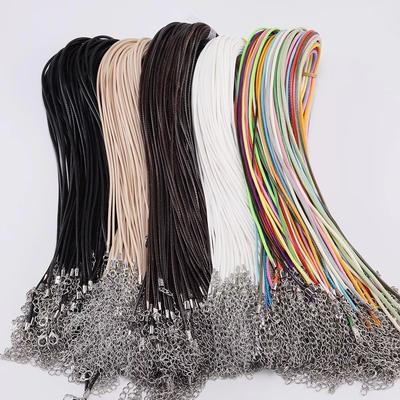 10 Peças/lote Dia 1,5/2mm Colar de Cordão de Couro Com Fecho Corda Trançada Ajustável para Fazer Joias Suprimentos para Colares e Pulseiras DIY