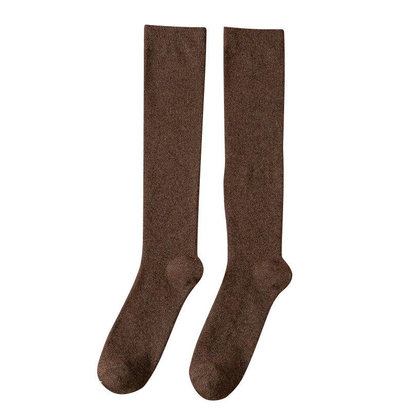 Female Spring and Autumn Pure Cotton Color Pressure Thin Leg Long Leg Socks