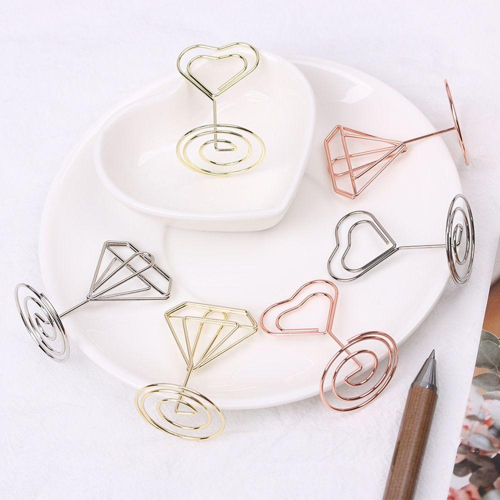Heart Shape Paper Clamp Rose Gold Place Card Table Numbers Holder Photos Clips Clamps Stand