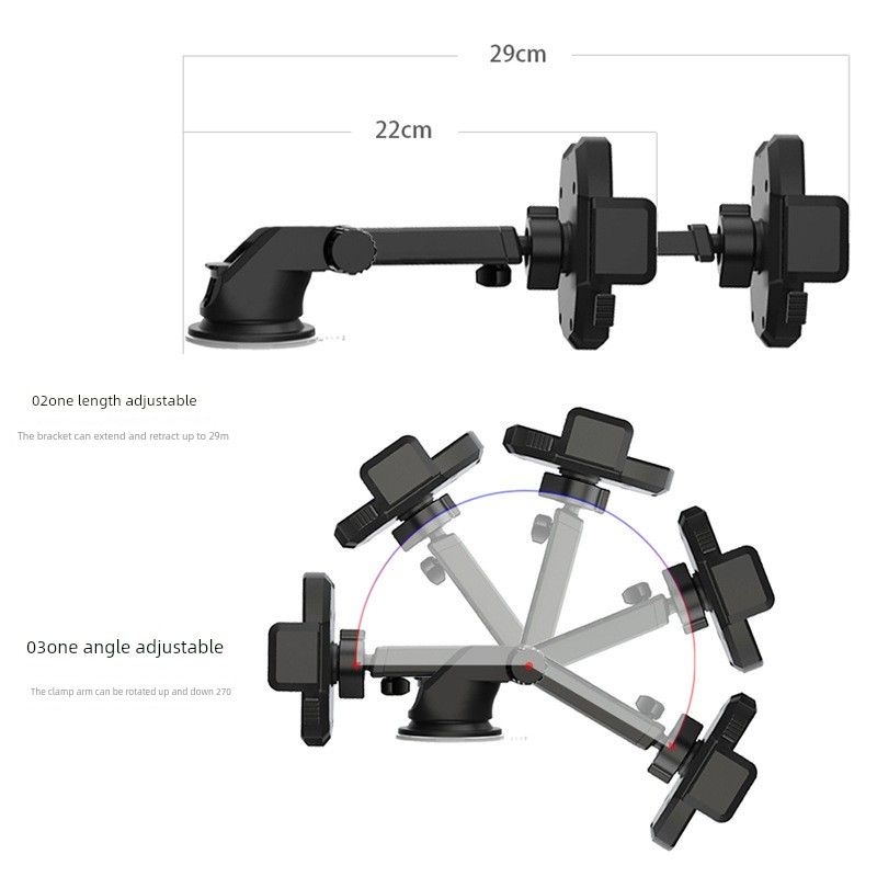 Car Mount with Suction Cup for Phone Holder, Adjustable Dashboard Navigation Stand with Telescopic Glass Suction Rod