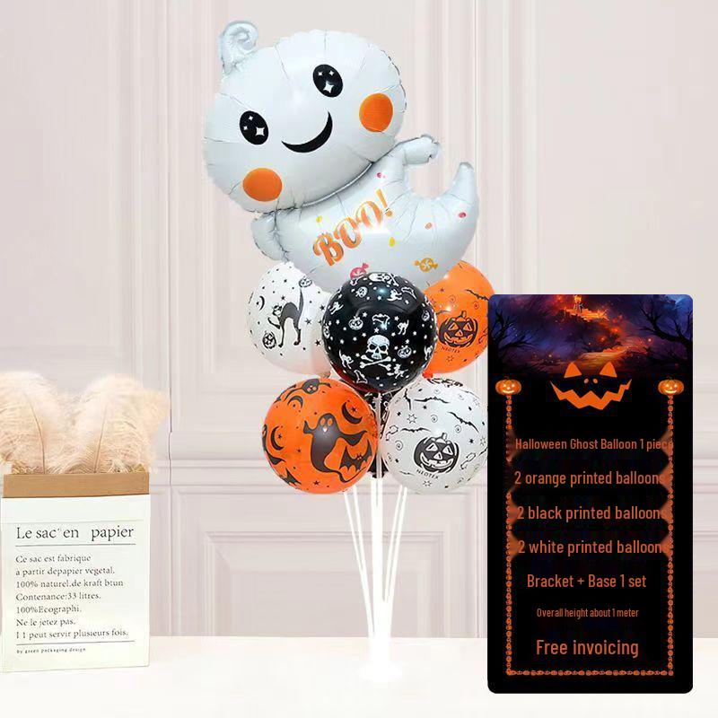 Halloween Pumpkin Skeleton Balloon Columns for Party and Event Decoration