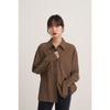 Camisa Feminina Estilo Francês Primavera Outono Nova Marrom Manga Longa Moda Design Top Solto