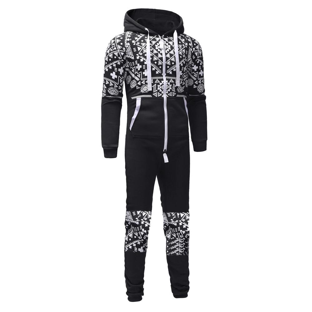 Pánská Zimní Ležérní Mikina Potisk Vánoce Zip Potisk Kombinéza