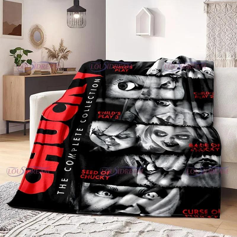 Watching Horror Stimulate Movie Blanket Child Play Character Chucky Blanket Home Couch Warm Bedspreads Soft Flannel Blanket
