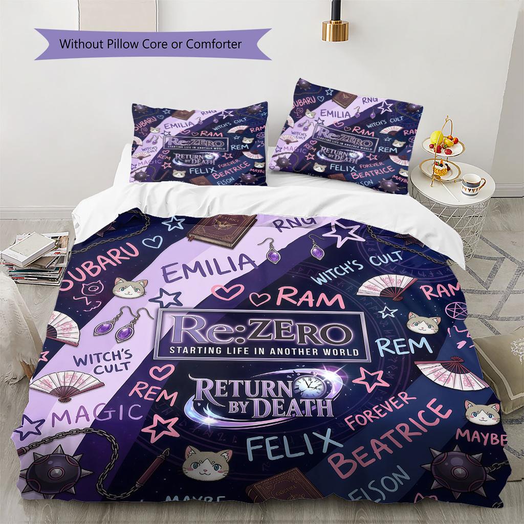 Re Zero Soft Duvet Cover Kid's Bedding Set,Extra Large Size Christmas Gifts Various Sizes Available -HE223