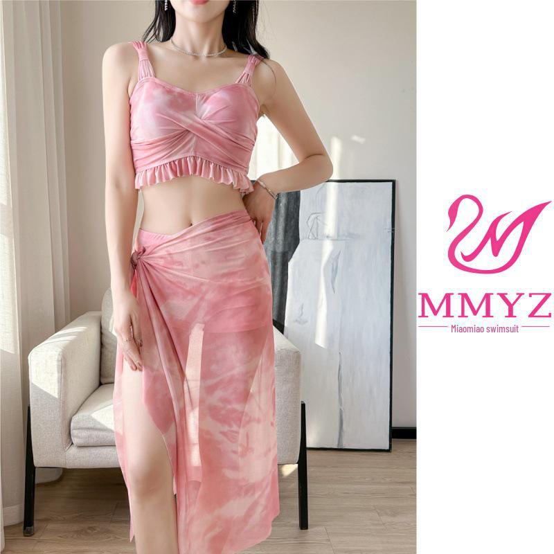 

2025 Женский утягивающий комплект бикини из трех частей: Пляжный отдых и купальник, готовый к горячим источникам, консервативный, закрывающий живот. M (for 95-105 lbs) розовый