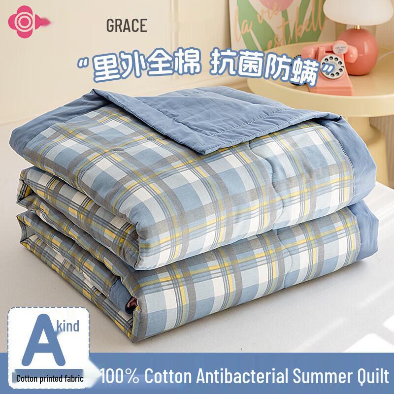 

Jieliya 100% Cotton Antibacterial Quilt - Gentlemen s Plaid