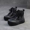 Johnature Retro Breathable Mesh Hollow Out Boots Genuine Leather Women's Flat Platform Shoes