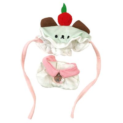 Minzfarbenes Rüschenhut- und Hemd-Set für Plüschtiere [10 cm], Plüschkleidung, Kigurumi-Zubehör, Otaku-Aktivitäten, Puppen-Maskottchen, K-Pop-Puppen-Kostüm [Gebraucht]