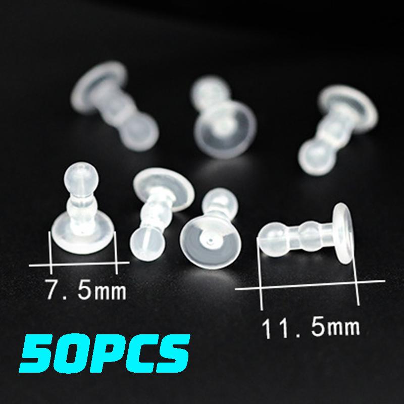 100pcs Round Head TPE Anti Prick Earring Caps Fully Enclosed Earring Backs Non Slip Double Round Support Plastic Earring Stopper