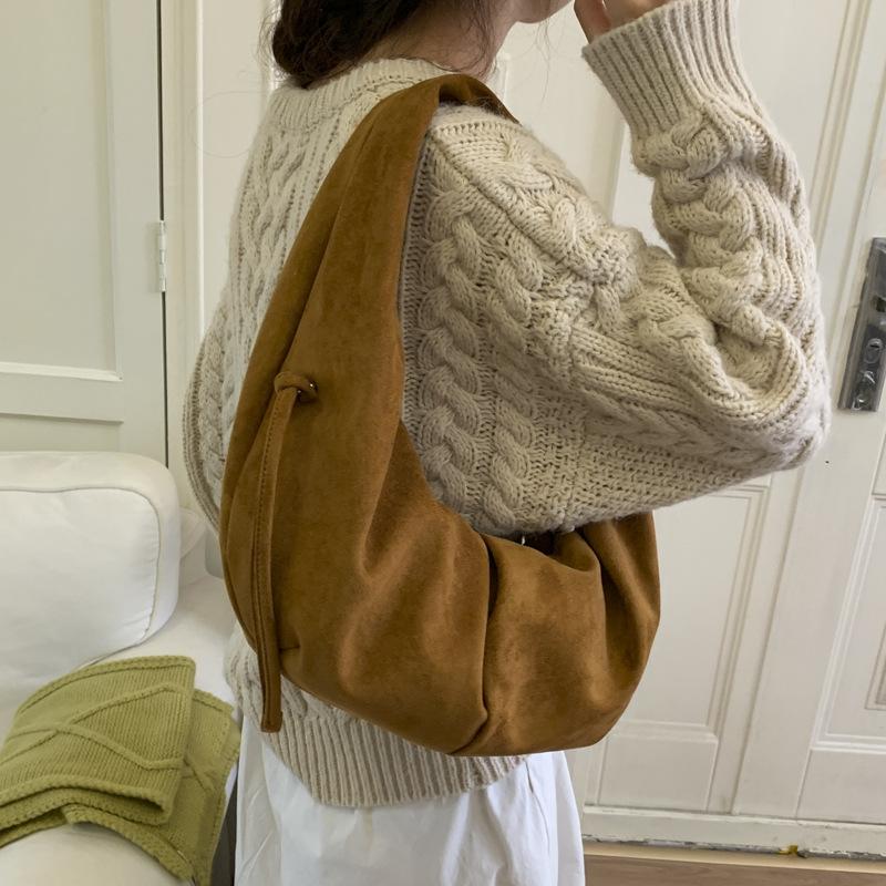 Retro Suede Leopard Print Single Oulder Bag for Women Autumn Winter Faionable Lightweight Underarm Bag Large Capacity Handbag