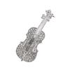 Elegant Vintage Violin Brooch Musical Instrument Jewelry Accessory for Trendy Women Men Alloy Rhinestones Gifts
