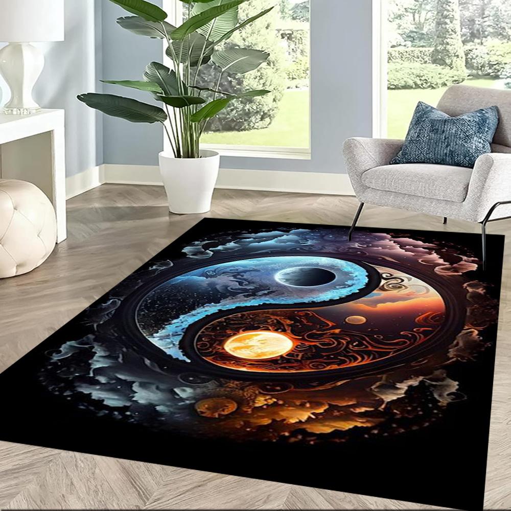 Yingyang Area Rug Design for Hallway Game Room Outdoor Living Rooms Anti-slip Rug Anime Office Decor Birthday/Christmas Gift