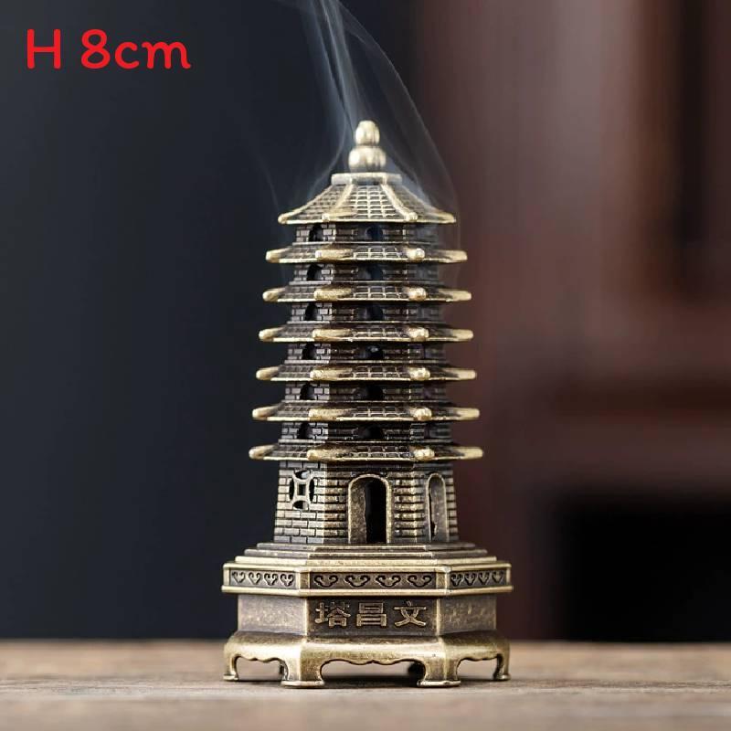 Antique Style Wenchang Tower Alloy Incense Burner For Religious Practice And Desk Decoration 7 Floors