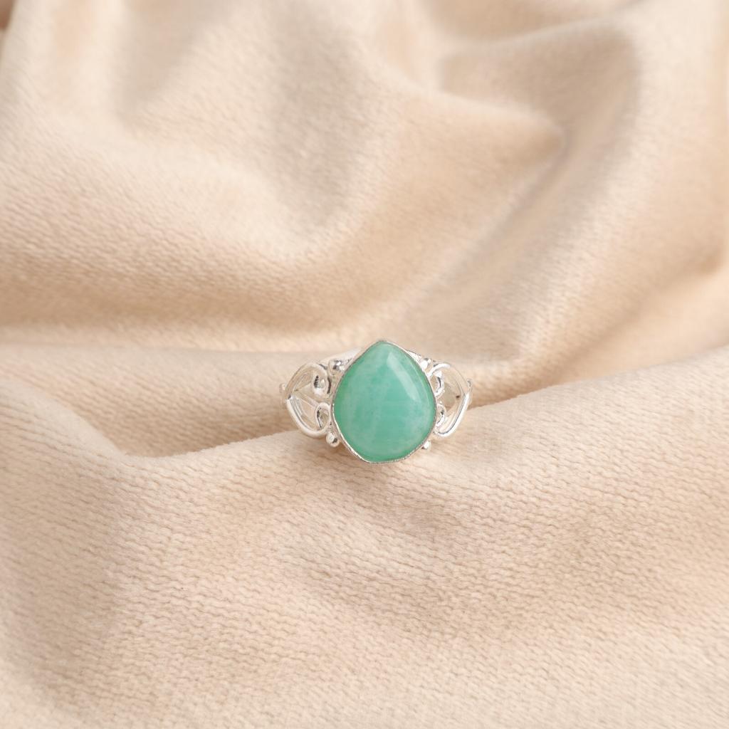Natural Amazonite Gemstone 925 Sterling Silver Jewelry Ring For Birthday Gift RR-46-26