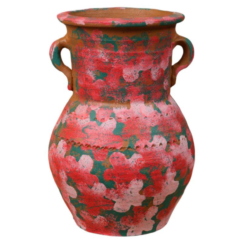Hand-Painted Terracotta Flower Pots - Breathable Red Clay, Unglazed, Large Diameter, Creative Folk-Inspired Vases for Green Plants.