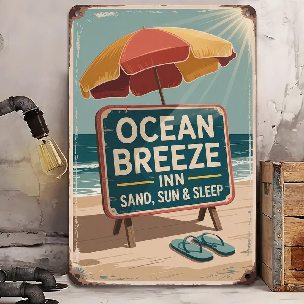 Decorative Signs Plaques Iron Poster Ocean Breeze Inn Coastal Charm Tin Sign Space Aesthetics Room Decoration Outdoor De