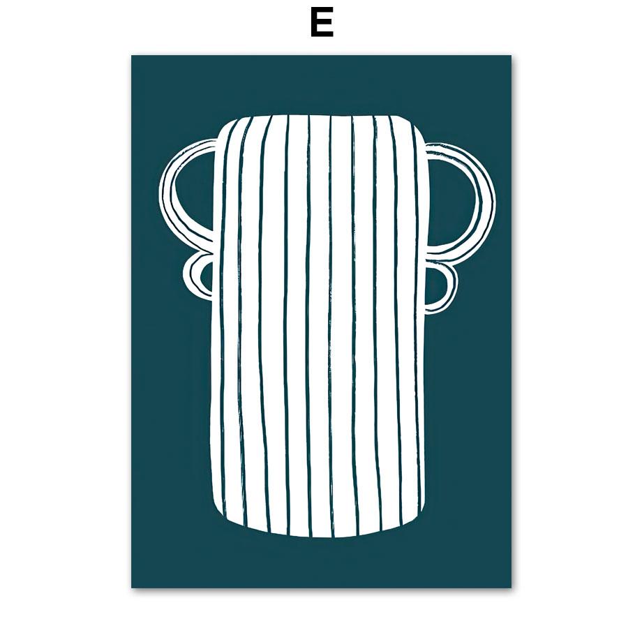 Linie curbă abstractă modernă, vază cu geometrie pentru femeie, poster nordic, imprimare de perete, pictură pe pânză, imagini de decorare pentru camera de zi