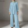 Women Long Sleeve Blouse and Long Pants Casual Two Piece Suit Sets