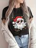Womens Casual Santa Claus Pattern Print Round Neck Suitable for Dinner with Friends and Christmas Outfits Seasonal Fashion