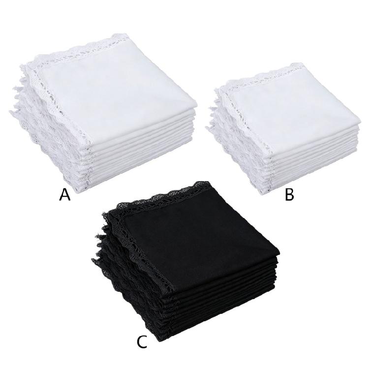 Classical White Handkerchief Multipurpose Cotton Handkerchiefs Decorative Lace Edging Suitable for Different Ages