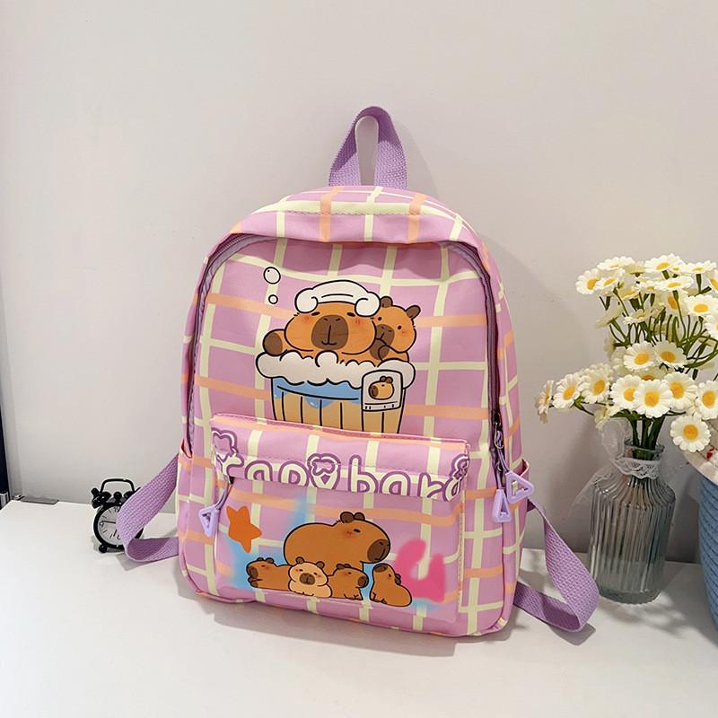 Capybara Childrens Cartoon Backpack With Lightweight Design For Kindergarten Students
