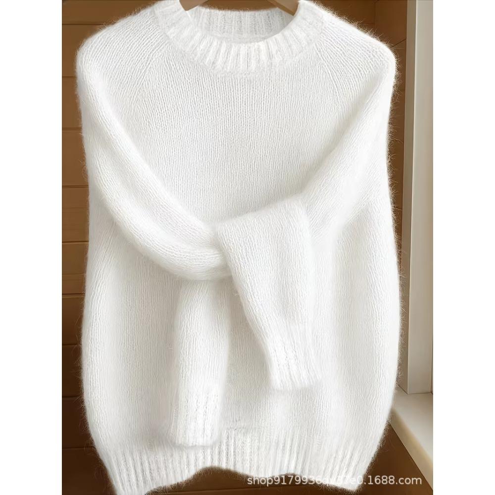 Weicher Ästhetischer Vintage Strickpullover Damen Frühling Herbst Locker Gemütlich Lässiger Leichter Dünner Pullover