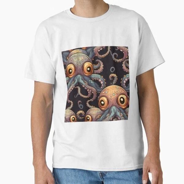 Octopus Print Classic Tshirt Made In Usaaus Tshirt S2xl S
