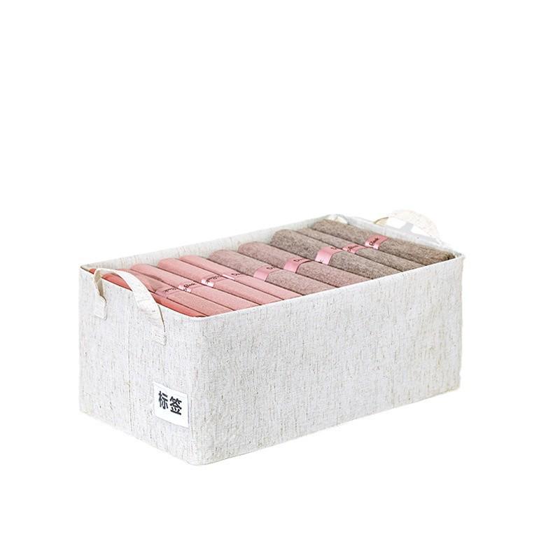 Foldable Tianshan Cotton Linen Clothes Storage Box with Inner Lining & Double Layer PP Board