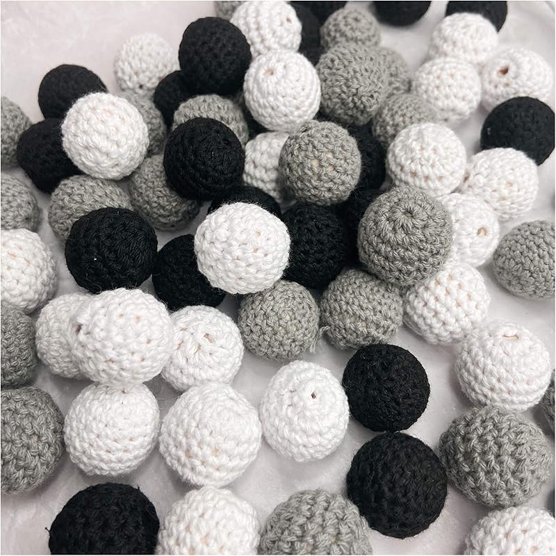 Wooden Cotton Crochet Beads 16mm 50pc Mix Color Beads for DIY Necklace Bracelet