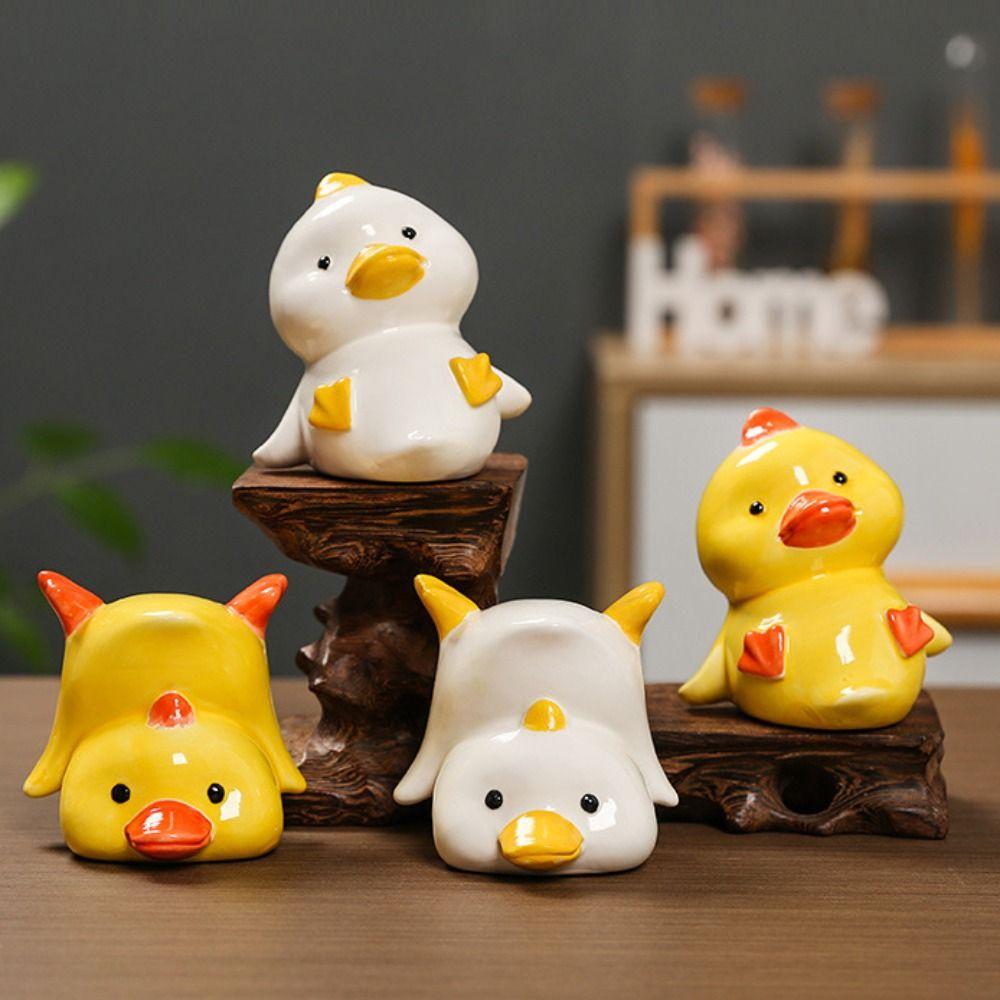 Ceramic Duck Miniature Figurine Statue Pet Duck Landscape Decoration Kids Birthday Gift