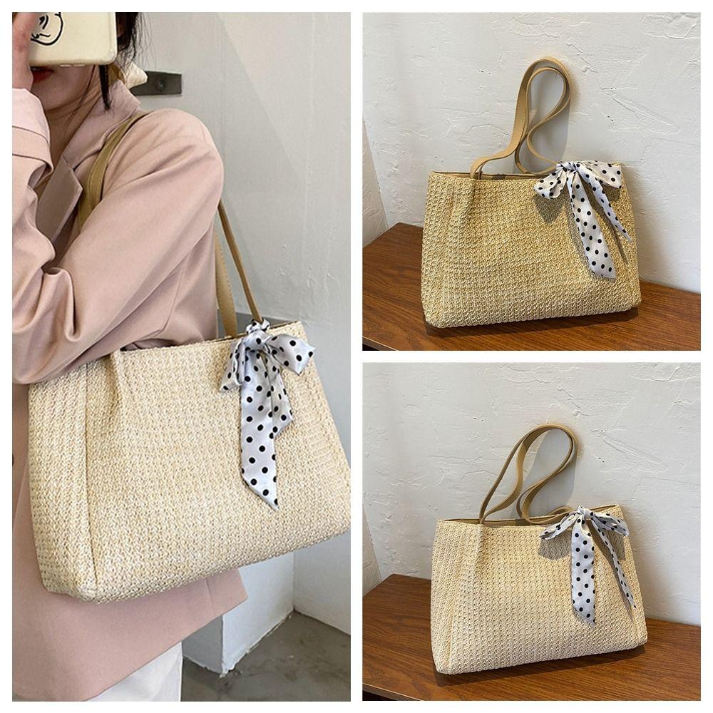 

Тканая сумка через плечо Большая вместительная сумка Универсальная соломенная сумка Уличная одежда