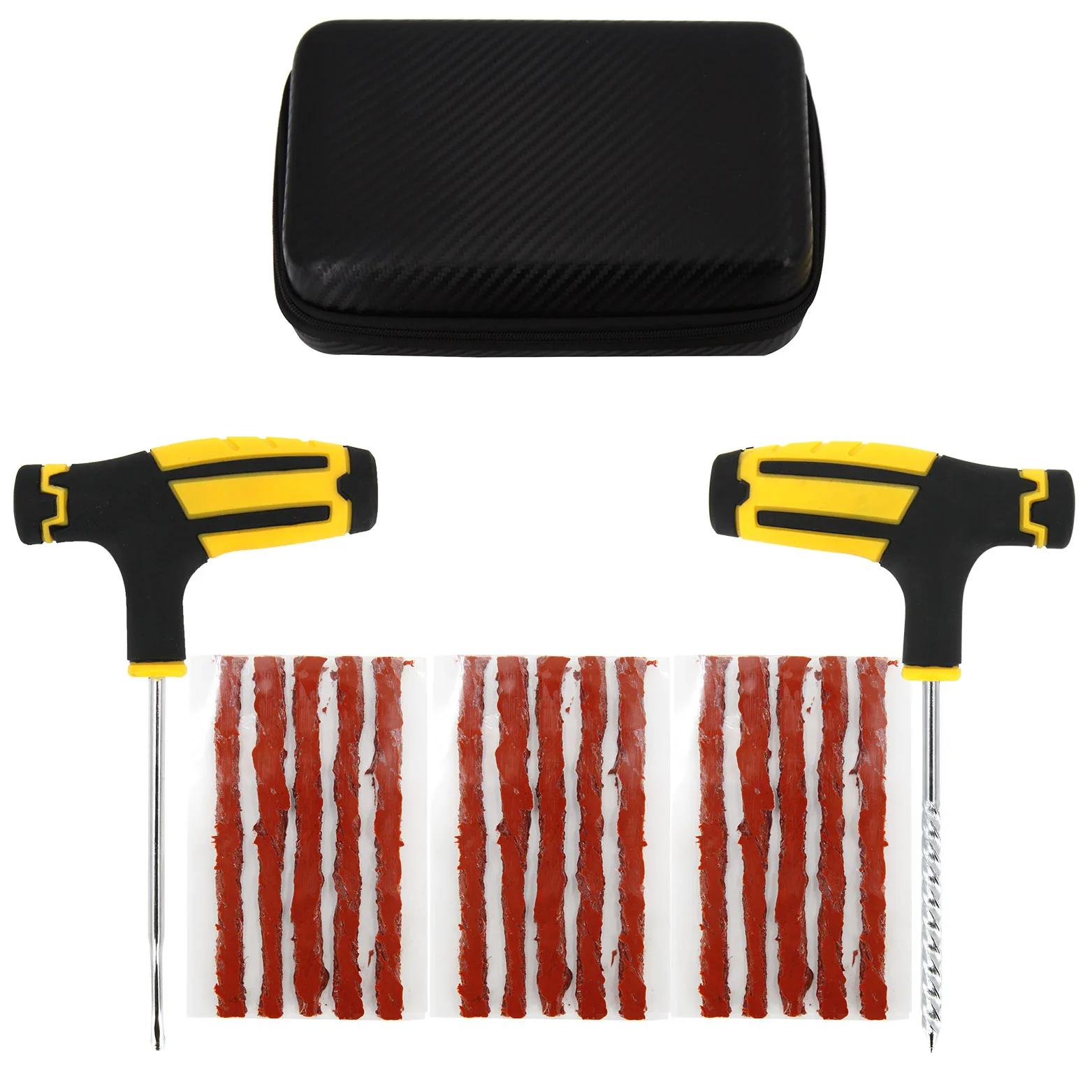 

Car Tire Repair Tool Kit Studding Set Auto Bike Puncture Plug Garage Needle Nose Pliers Vacuum Film Nail Screws W/ Storage Case