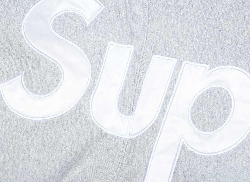 Supreme Bluza z kapturem i satynową aplikacją, melanżowy szary